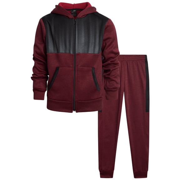 Pro Athlete Boys Tracksuit Set - 2 Piece Soft Fleece Zip Up Hoodie and Jogger Sweatpants For Boys