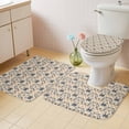 thumbnail image 3 of Baroque Pattern Bathroom Rugs Set Blue Pink Vintage Abstract Flowers Texture Non Slip Absorbent Soft Bath Mats 3 Piece Set with Bathroom Rug, U-Shaped Floor Mat, Toilet Seat Cover Large Size, 3 of 9