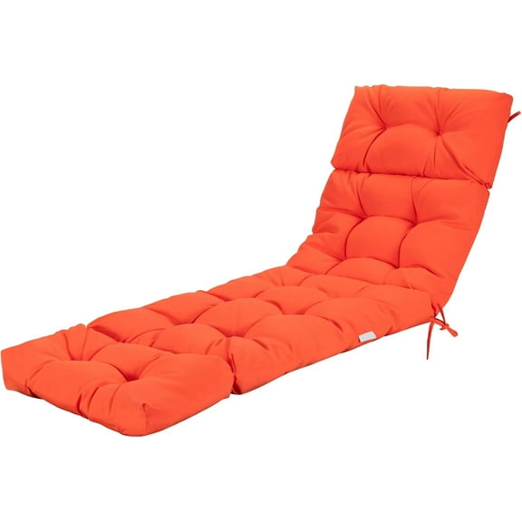 ZYPPP Patio Chaise Lounge Cushion, 72" x 22" x 4" Lounge Chair Cushion, Tufted Lounger Cushion with 4 String Ties, Thickened Waterproof and Oil-Proof, for Terrace, Poolside Outdoor Indoor-Orange