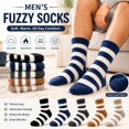 thumbnail image 6 of Mens Plus Size Coral Fleece Mid Calf Socks Thick Winter Floor Socks Soft Striped Home Lounge Socks 5 Pairs, 6 of 6