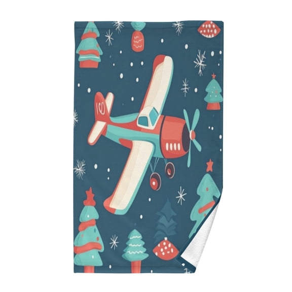 Pure Cotton Face Towel 16x28 Inches Hand Towel Bath Towel Hand Bath Towels Soft Good Water Absorption for Washing Face Wiping Face Christmas Plane