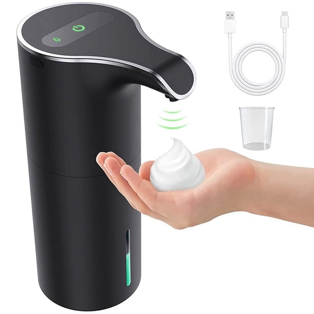 Dispensador de JabóN AutomáTico Negro, Dispensador de JabóN de Espuma, Dispensador de JabóN AutomáTico Recargable Sin Contacto para Cuarto de BañO
