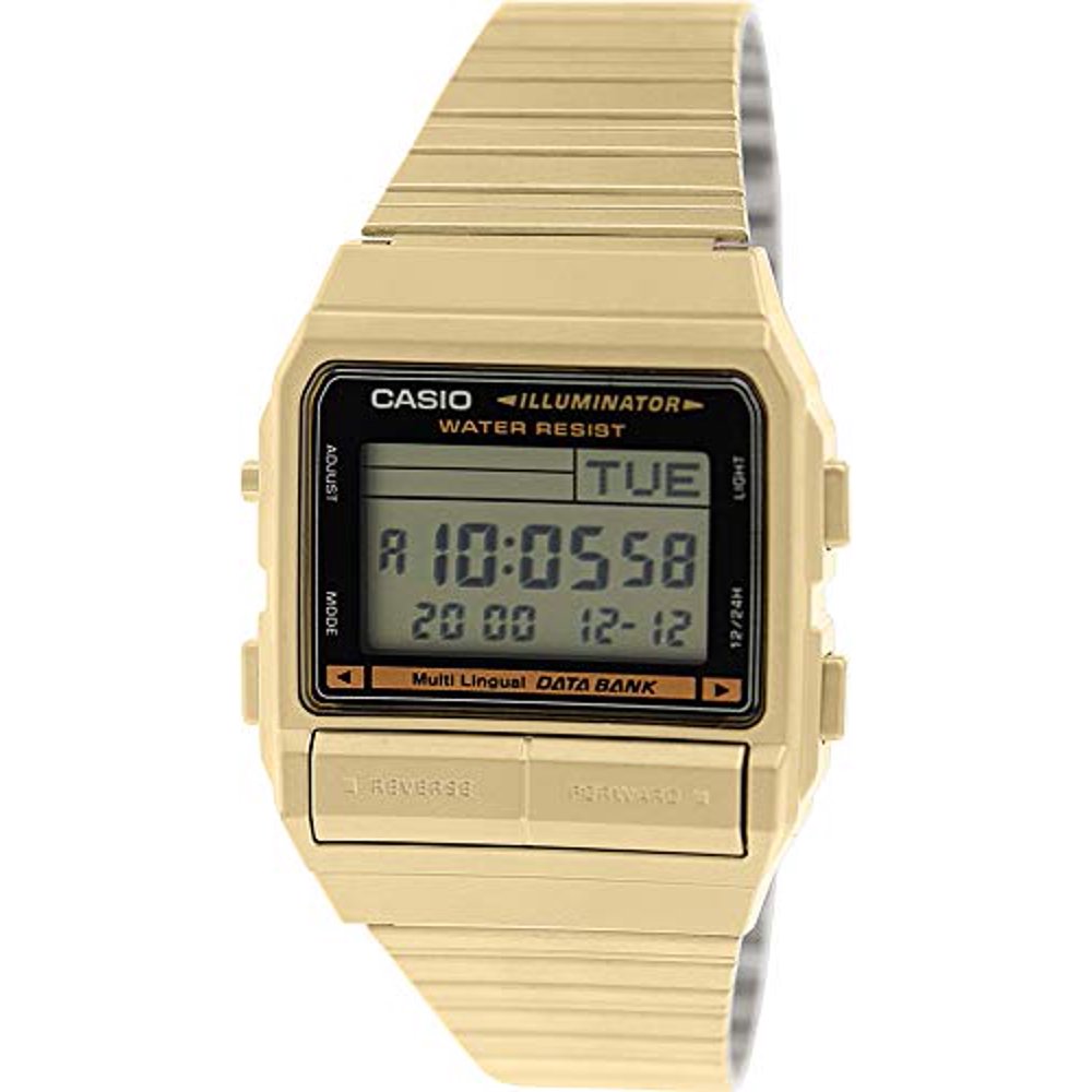 Casio - Men's DB380G-1 Gold Gold Tone Stainles-Steel Quartz Watch with Digital Dial - Walmart