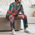 thumbnail image 6 of Bingfone Men's Pajama Set 2 Piece Loungewear PJs, Long Sleeve with Pajama Pants-Romantic Flamingo Pair, 6 of 7