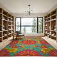 thumbnail image 2 of ODIKA 9'x12' Washable Area Rug Contrasting Pink Freeform Shapes Border Abstract Orange for Dining Room, Basement, Large Office, Non-Slip Chair-Friendly, 2 of 7