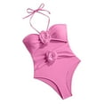 thumbnail image 2 of Swimsuit Women Rose Suspender Drawstring Hollow Bikini Fashion Solid Color Sexy, 2 of 9