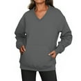 thumbnail image 5 of Women's V-Neck Sweatshirt with Pockets, Womens V Neck Sweatshirts No Hood Lightweight Casual Soft Fashion Gray XL, 5 of 7