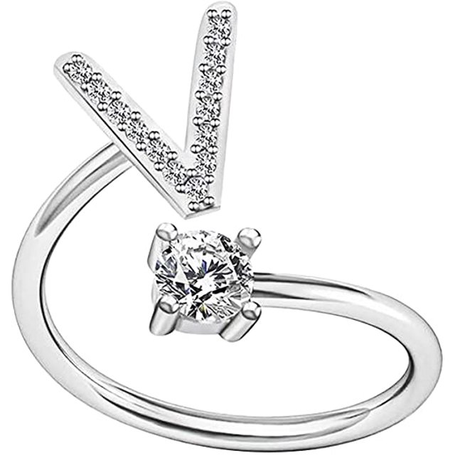 Letter Open Ring Adjustable Women Rings ,Adjustable Fashion Premium Letter Ring Suitable For Girlfriend And Wife V