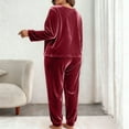 thumbnail image 5 of Wensltd Women's Plus Size Pajama Set Solid Color Long Sleeve Long Pants Fleece Sleepwear Warm Cozy Autumn Winter Thick Outfit, 5 of 5