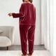 thumbnail image 5 of Conjunto de pantalones y blusa de poliéster para mujer, de talla grande, a la moda, de manga larga y color liso, informal, para estar en casa, 5 of 5