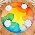 thumbnail image 2 of Colorful Tie Dye Stain Pattern Round Fitted Tablecloth with Elastic Edge,Dining Table Cover Waterproof,Outdoor Round Tablecloth for Camping,Dining,Indoor and Outdoor, 2 of 7