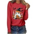 thumbnail image 5 of Drses‌‌ ‌‌‌Women's Halloween Graphic Tee - Ghost & Pumpkin Print Comfort Crewneck Long Sleeve Casual Pullover‌ Shirt‌, 5 of 7
