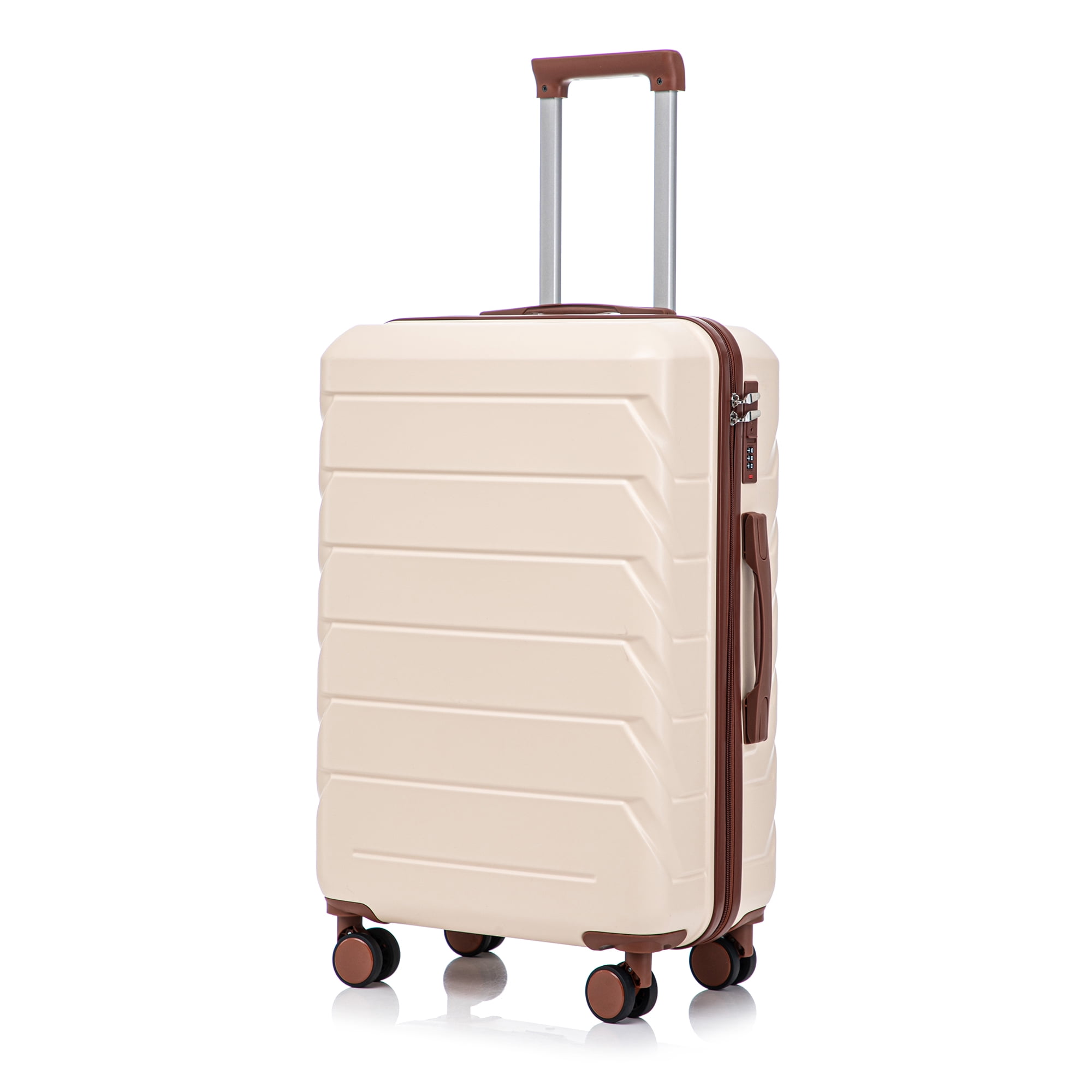 28 Inch ABS Hardside Checked Luggage, Scratch Resistant Spinner Suitcase with Combination Lock
