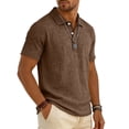 thumbnail image 4 of Qwertyu Mens Polo Shirts Short Sleeve Linen Shirt Summer Button Vacation Beach Shirt Casual Collared Shirts Lightweight Tops Coffee 3XL, 4 of 8