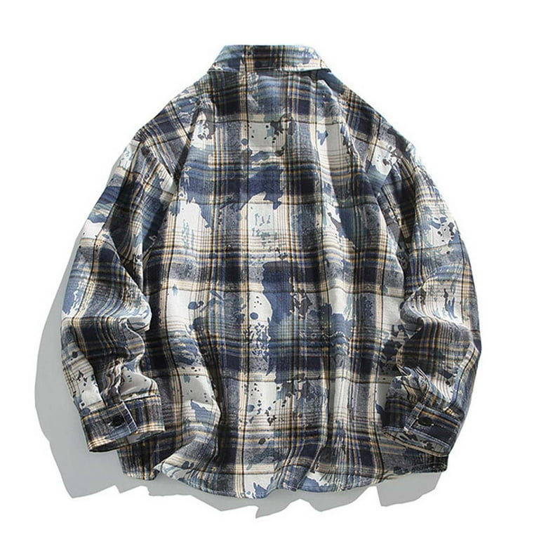 USNSM (M-5XL) Big and Tall Flannel Shirts for Men Cotton Long