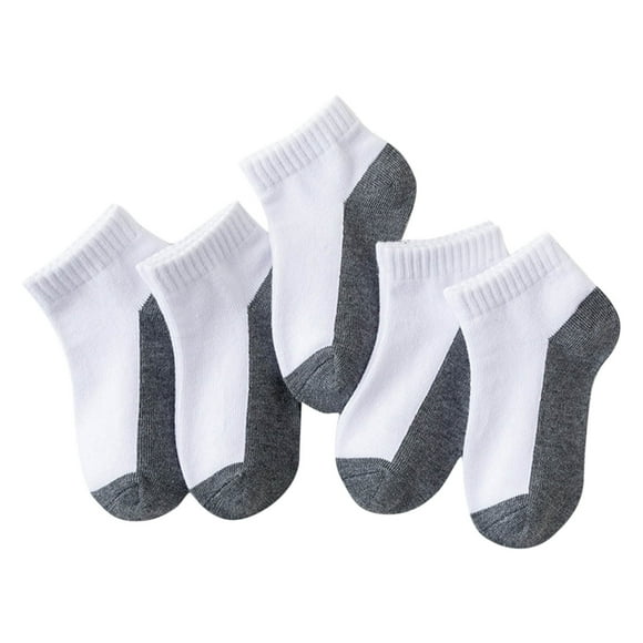 Besolor 5 Pairs Toddler Boy Girls Crew Socks Color Block Breathable Cotton Athletic Sport No Show Socks for Kids