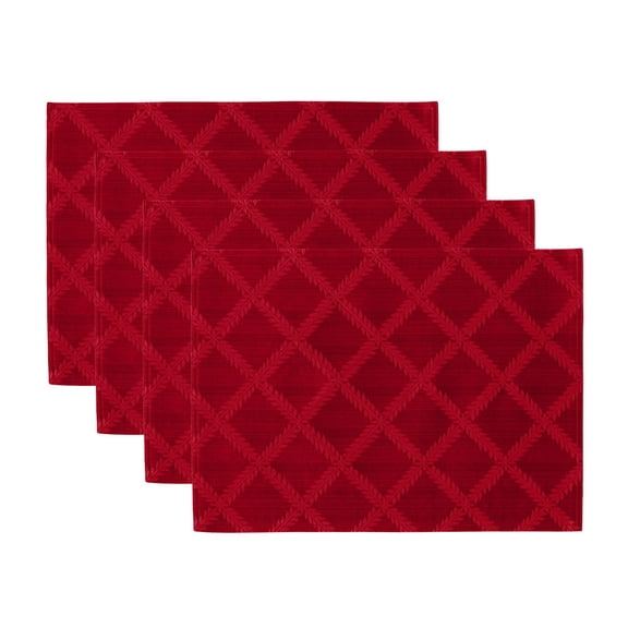 Lenox Laurel Leaf Reversible Placemats, Set of 4, Red - 13"W x 18"L