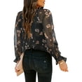 thumbnail image 2 of Siliteelon Womens Boho Floral Casual Shirts V Neck Ruffle Long Sleeve Blouses Chiffon Tops, 2 of 5