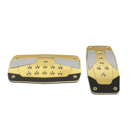 Nrg Carbon Fiber - NRG Innovations PDL-450CG Aluminum Automatic Transmission AT Foot Pedal Cover Plates w/Carbon Fiber Trim