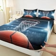 thumbnail image 3 of Feelyou 3D Basketball Print Bed Sheets, Modern Ball Game Lover King Sheets, Teen Boy Girl Kid Sheet Set, Breathable Home Decor, 4pcs, 3 of 7