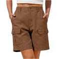 thumbnail image 2 of Short Bermuda pour Femmes Taille Confortable Longueur Genou Short Cargo Décontracté Ample Short d'Été, TG, 2 of 6