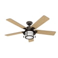 thumbnail image 3 of Hunter 54 inch Outdoor or Indoor Ceiling Fan with LED Light - Rustic Ceiling Fan with Pull Chain, For Bedroom, Living Room, or Patio, Standard Mount, No Remote - Key Biscayne 59273, Onyx Bengal, 3 of 14