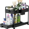 thumbnail image 1 of Under Sink Organizer and Storage, 2-Tier Under the Sink Storage Bathroom Cabinet Shelf Organizer Sliding Kitchen Cabinet Organizer with Hooks(Black,1 Pack), 1 of 6