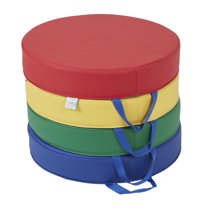 ECR4Kids SoftZone Carry Me Round Floor Cushion, Assorted, 4-Piece