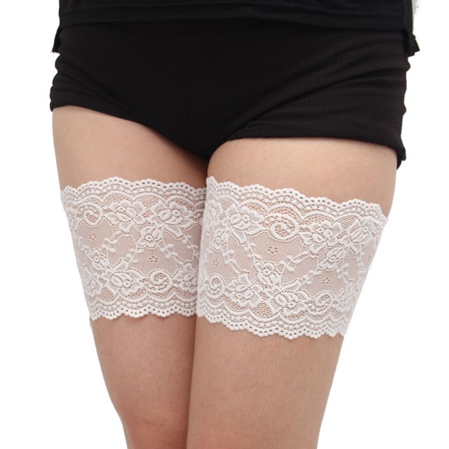 Bandas de encaje para muslos, protectores de silicona elásticos antideslizantes para muslos, banda de encaje de 58-65 cm