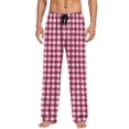 thumbnail image 4 of RYDCOT Mens Pajama Pants Lightweight Straight Leg Plaid Pajama Pants Comfy Drawstring Waist Lounge Pants with Pockets Hot Pink, 4 of 6