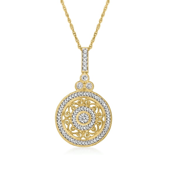 Ross-Simons 0.25 ct. t.w. Diamond Openwork Circle Pendant Necklace in 18kt Gold Over Sterling, Women's, Adult