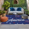 thumbnail image 2 of American Independence Day Outdoor Rug for Patio/Deck/Porch, Non-Slip Large Area Rug 3 x 5 Ft, Red Blue Fireworks Retro Stars Indoor Outdoor Rugs Washable Area Rugs, Camping Rug Carpet Runner, 2 of 8