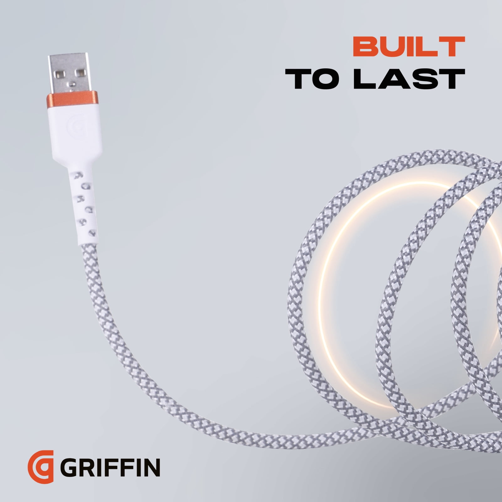 Griffin Ultra Durable 6FT Lightning to USB-A Charge & Sync Cable with Velcro Strap for iPhone, iPad, iPod, Fast Charging, Durable Nylon Braided, Apple Lightning Cable