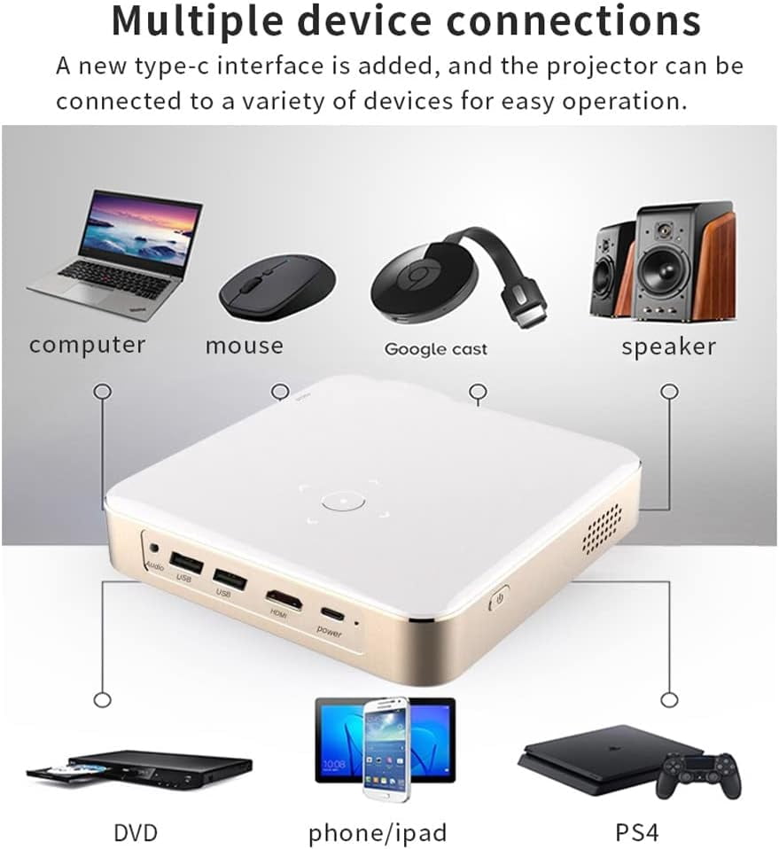RKXQT S350 Mini Dlp Projector Smart Tv Android 9.0 Pico Protable 1080p Outdoor 4k Cinema for Smartphone