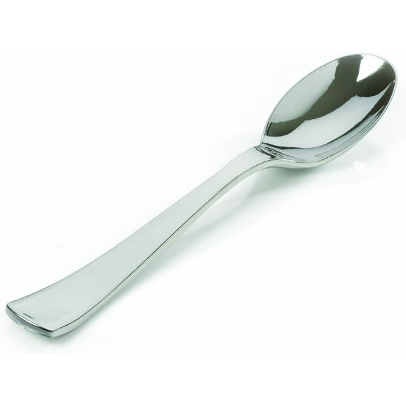Fineline Settings Serving Utensils-Bulk Serving Spoon, Silver 60 Pieces