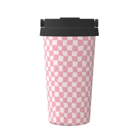 

Vsdgher Irregular Plaid Coffee Mug Pobtable To Stainless Steel Coffee Tumbler Coffee Cups with Lids Thermos for Hot and Cold Drink
