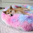 thumbnail image 6 of Exclusivo Mezcla Calming Donut Pet Bed for Small Dogs 20", Anti-Anxiety Plush Cozy Warming Dog Bed, Pink Rainbow, 6 of 7