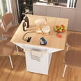 thumbnail image 4 of K&K 55.7'' Kitchen Island with 2 Drop Leaf for 4-6 Seating, Rolling Kitchen Cart on 5 Wheels with Power Outlet, Folding Dining Table with Spice & Towel Rack, 3 Drawers, for Kitchen, White(One Package), 4 of 14