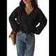 thumbnail image 1 of Suéter de Larga de Otoño para Mujer, Cuello en V, Informal, Ligero, de Punto Negro XL, 1 of 8