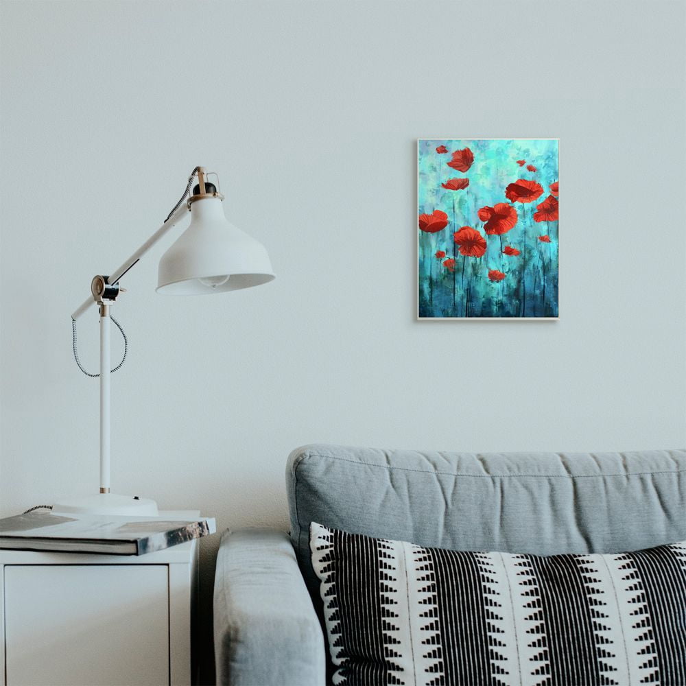 Stupell Industries Red Poppies Growing in Blue Sky Floral Design Designed by Ziwei Li
