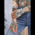 thumbnail image 4 of Top de Larga con Encaje Floral y Cuello Alto para Mujer Flores de Color Verde Oscuro XL, 4 of 9