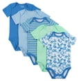 thumbnail image 1 of Hanes Body para bebé, manga corta Ultimate Flexy para niños y niñas, paquete de 5, Azul/Verde, 0-6 Meses, 1 of 3