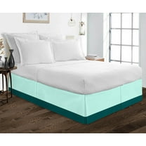 D.N.G. BEDDINGS 1 Piece Split Corner Two Tone Tailored Bed Skirt, Twin Size 10 Inch Deep Pocket, 800 Thread Count, 100% Egyptian Cotton, Solid Aqua Blue/Teal Color.