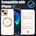 thumbnail image 5 of Compatible with iPhone 13 Case Magsafe, Cute Heart Pattern Luxury Plating Full Camera Lens Protection Magnetic Case for iPhone 13 for Women Girl-White, 5 of 13