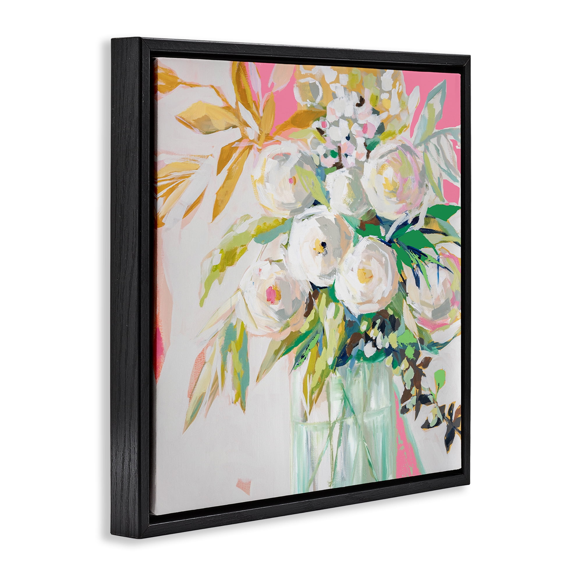 Stupell Industries Springtime Soiree Roses Botanical & Floral Painting Black Floater Framed Art Print Wall Art, 18 x 18