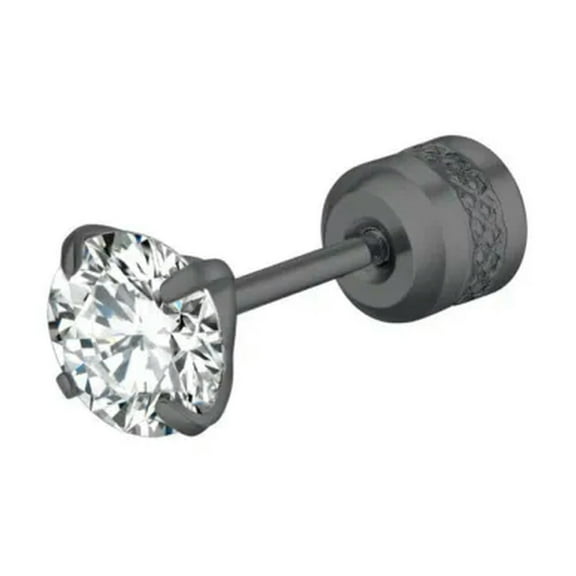 EOEMY Womens Earring Jewelry Stud Earring Ear Decoration Piercing Small Zircon Round-Black-5mm