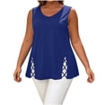 thumbnail image 5 of DDAPJ pyju 2026 Summer Tank Top Womens Plus Size Tunic Tops Side Split V Neck Sleeveless Blouses Hide Belly Shirt Blue XL, 5 of 8
