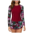 thumbnail image 1 of Kcodviy Women 2 Piece Long Short Sleeved Guard Sleeve Rash Guard with Women Guard Short Sleeve Built in Bra Swimsuits Rugged Butts Guard Upf 50+ Swim Shirt Guard for Men Long Sleeve with Boyshort Bo, 1 of 7