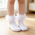 thumbnail image 2 of Dwellite Socks for Girls Double Lace Frilly Socks Turn Cuff Ruffle Dress Socks White XS, 2 of 4
