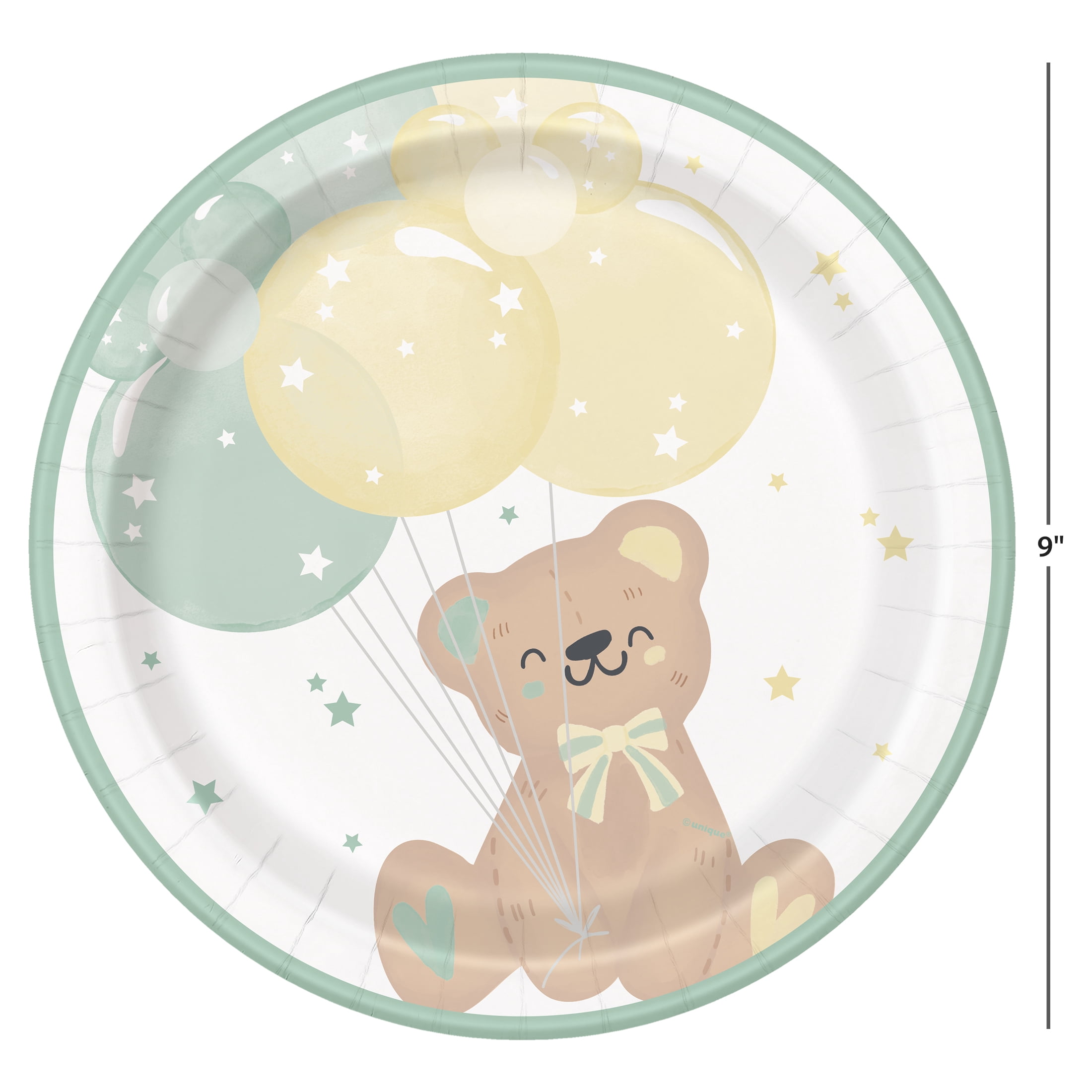 10 Count 9 Inch Baby Shower Multicolor Bear Party Plate by Way To Celebrate